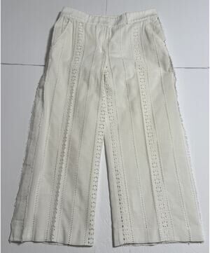 Veronica Beard Eyelet Cropped Pants, Off-White, Size 4